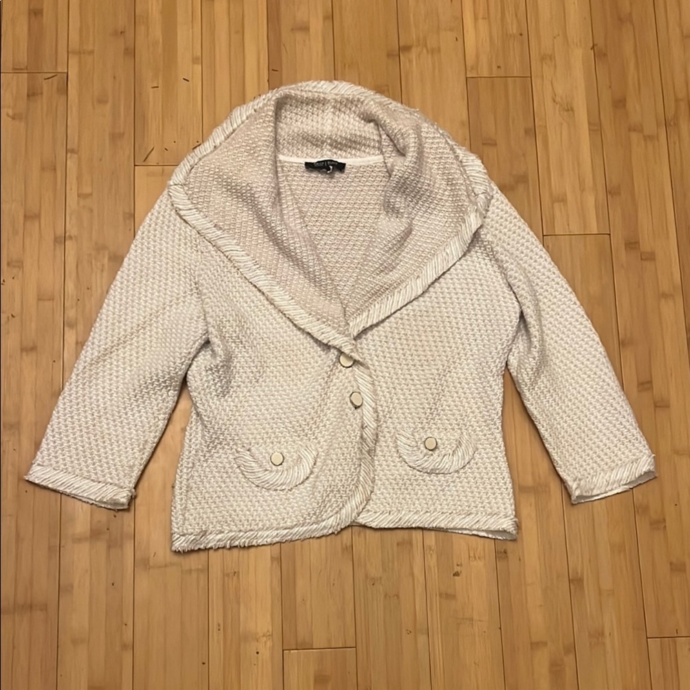 White House Black Market Cream Textured Jacket